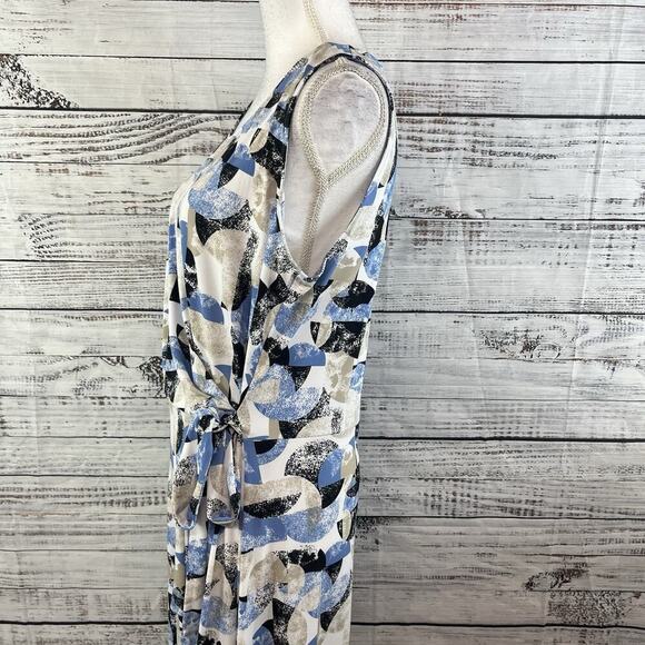 Christopher & Banks Dress size Large Black Blue Slinky Stretch Straight Knee - Picture 7 of 11